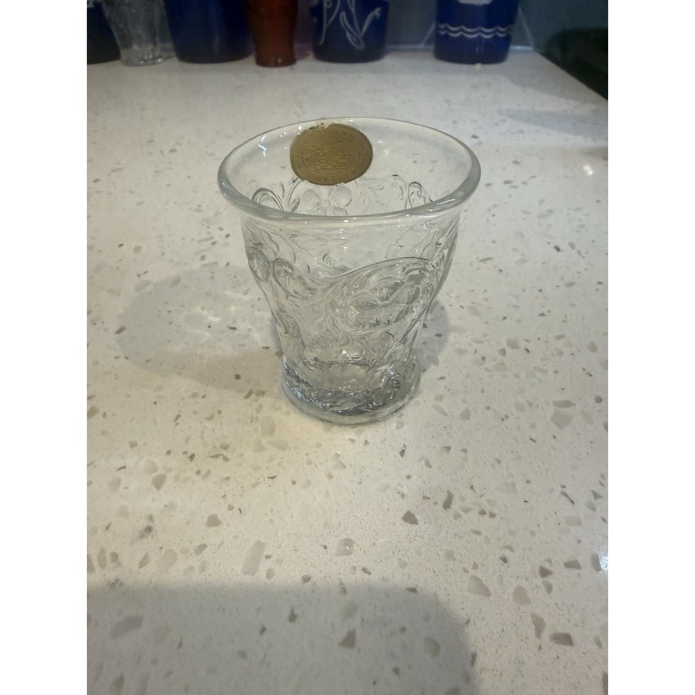 McKee Rock Crystal Clear Whiskey Shot Glass EAPG OG STICKER Depression Glass